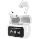 Auriculares Bluetooth 5.4 com ecrã tátil, cancelamento de ruído ANC+ENC, impermeáveis IPX7, brancos