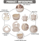 Babador de silicone e Talheres de Silicone para Bebé