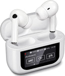 Auriculares Bluetooth 5.4 com ecrã tátil, cancelamento de ruído ANC+ENC, impermeáveis IPX7, brancos
