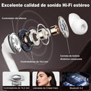 Auriculares Bluetooth 5.4 com ecrã tátil, cancelamento de ruído ANC+ENC, impermeáveis IPX7, brancos